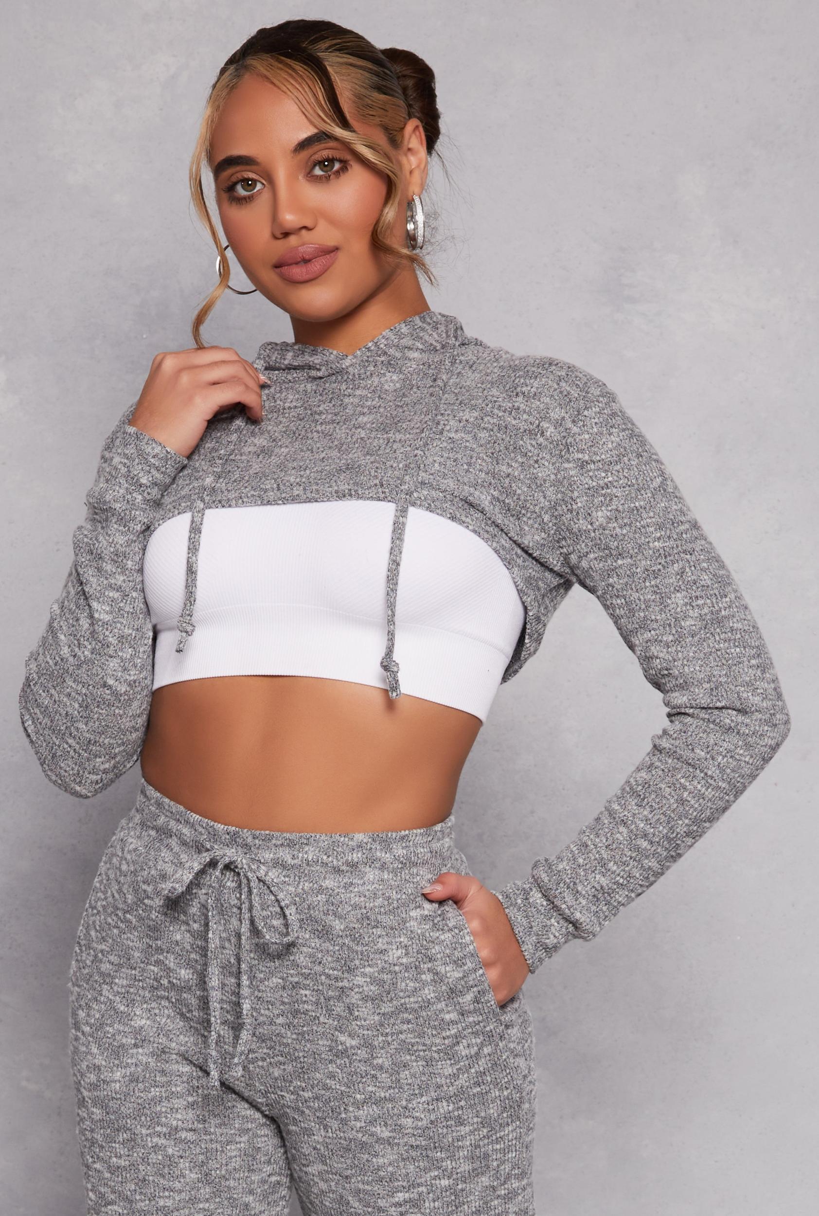 Womens Daisy Ribbed Knit Hooded Shrug Product Image
