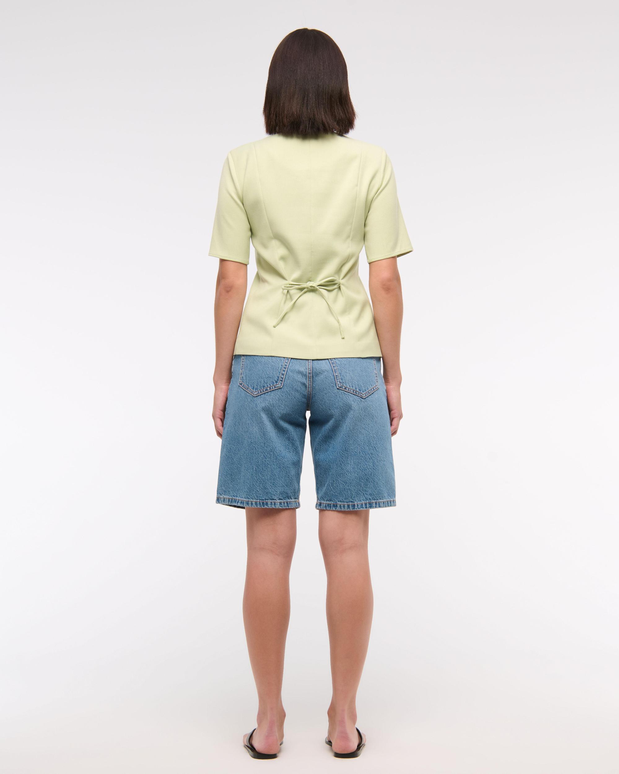 Short-Sleeve Tailored Vest Top Product Image