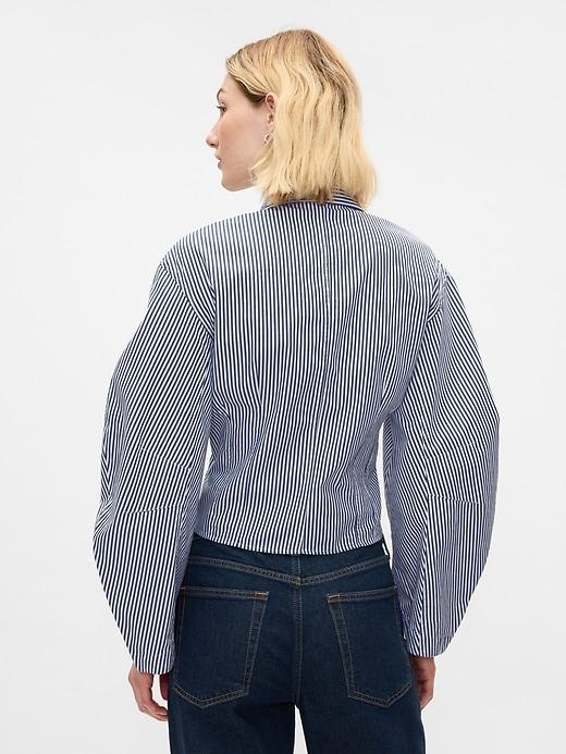 Organic Cotton Poplin Barrel-Sleeve Cropped Shirt Product Image