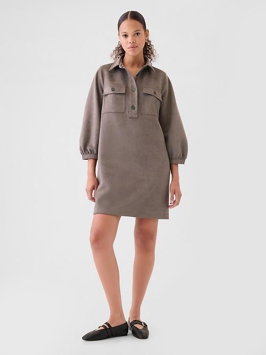 Vegan Suede Shift Mini Dress Product Image