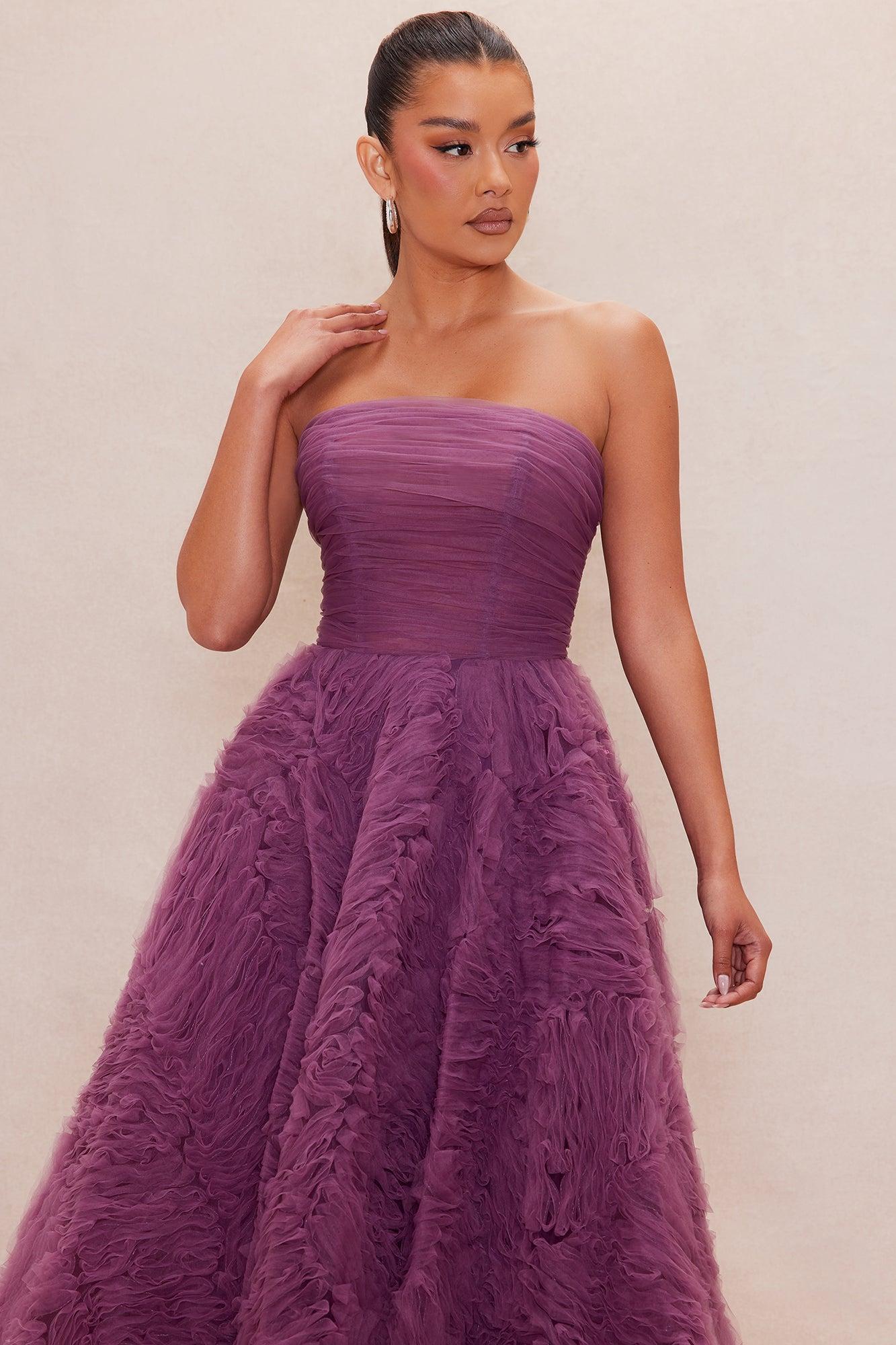 Charlie Strapless Tulle Gown - Purple Product Image