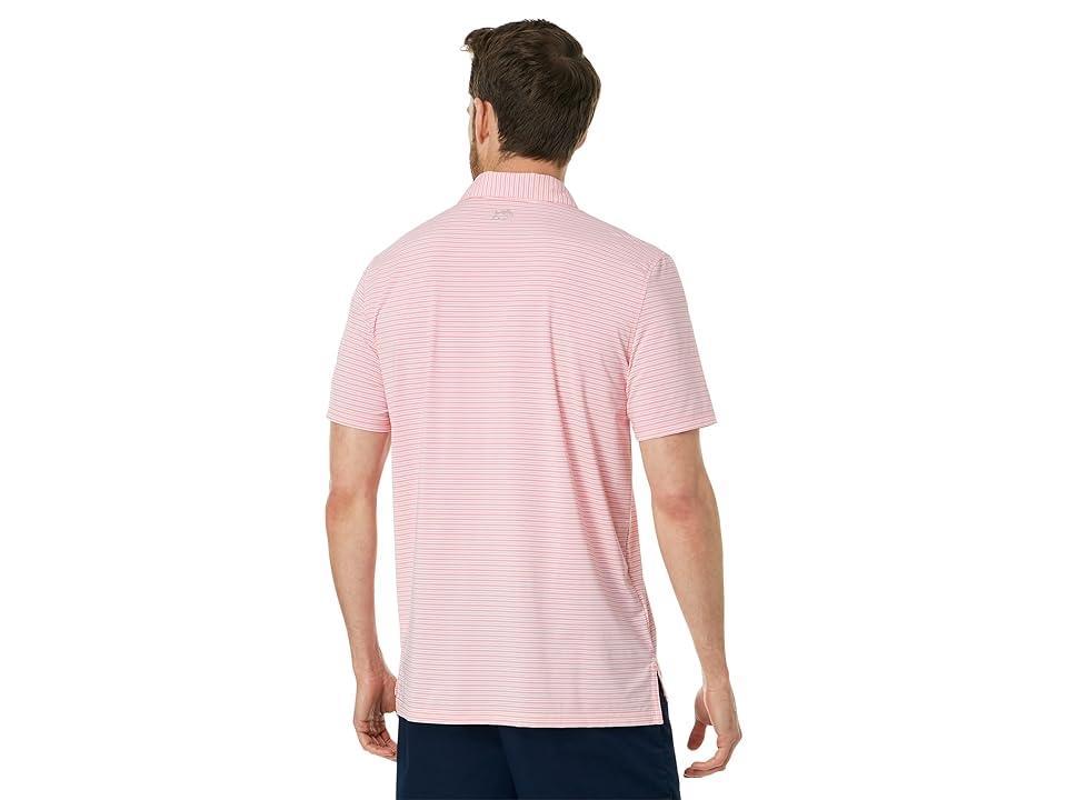 Southern Tide Brrrdegeeze Millwood Stipe Performance Polo (Flamingo ) Men's Clothing Product Image