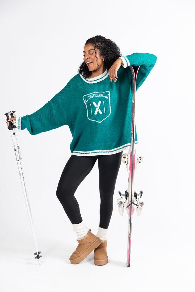Ski Club Green and Ivory Embroidered Sweater FINAL SALE Product Image