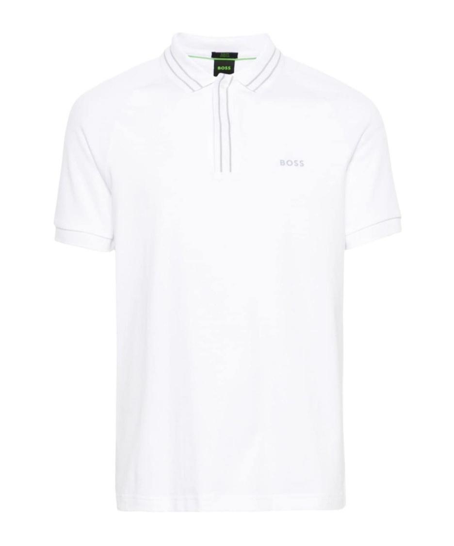 HUGO BOSS Logo-print Cotton Polo Shirt In White Product Image