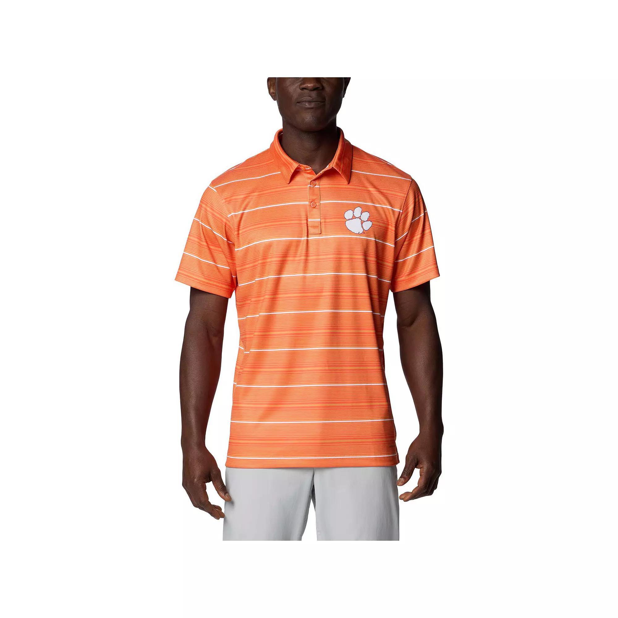 Men's Columbia Orange Clemson Tigers PFG Super Terminal Tackle�� Omni-Shade�� Stripe Polo, Size: XL Product Image