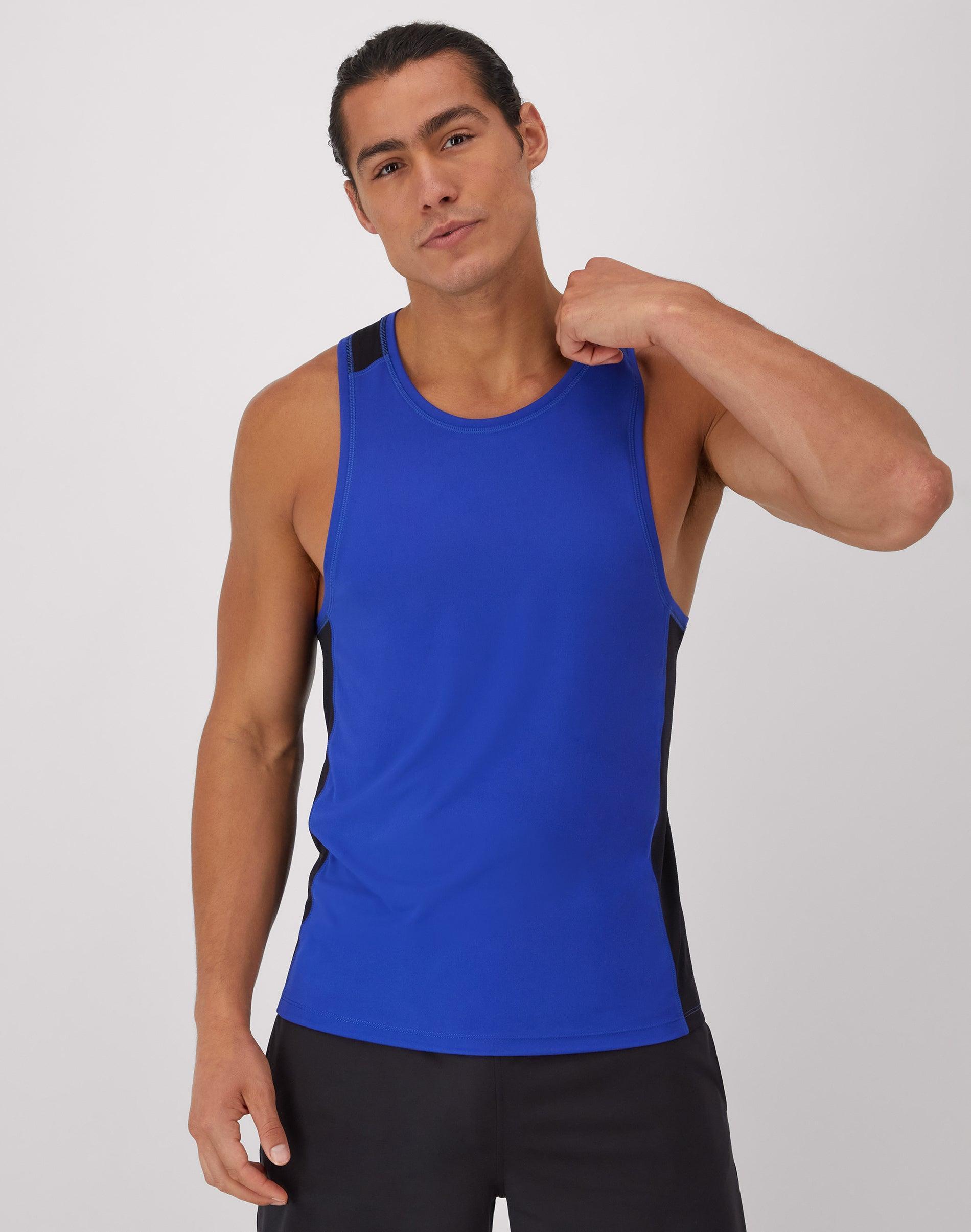 Hanes Moves Mens Air Mesh Tank Deep Royal/Black M Product Image