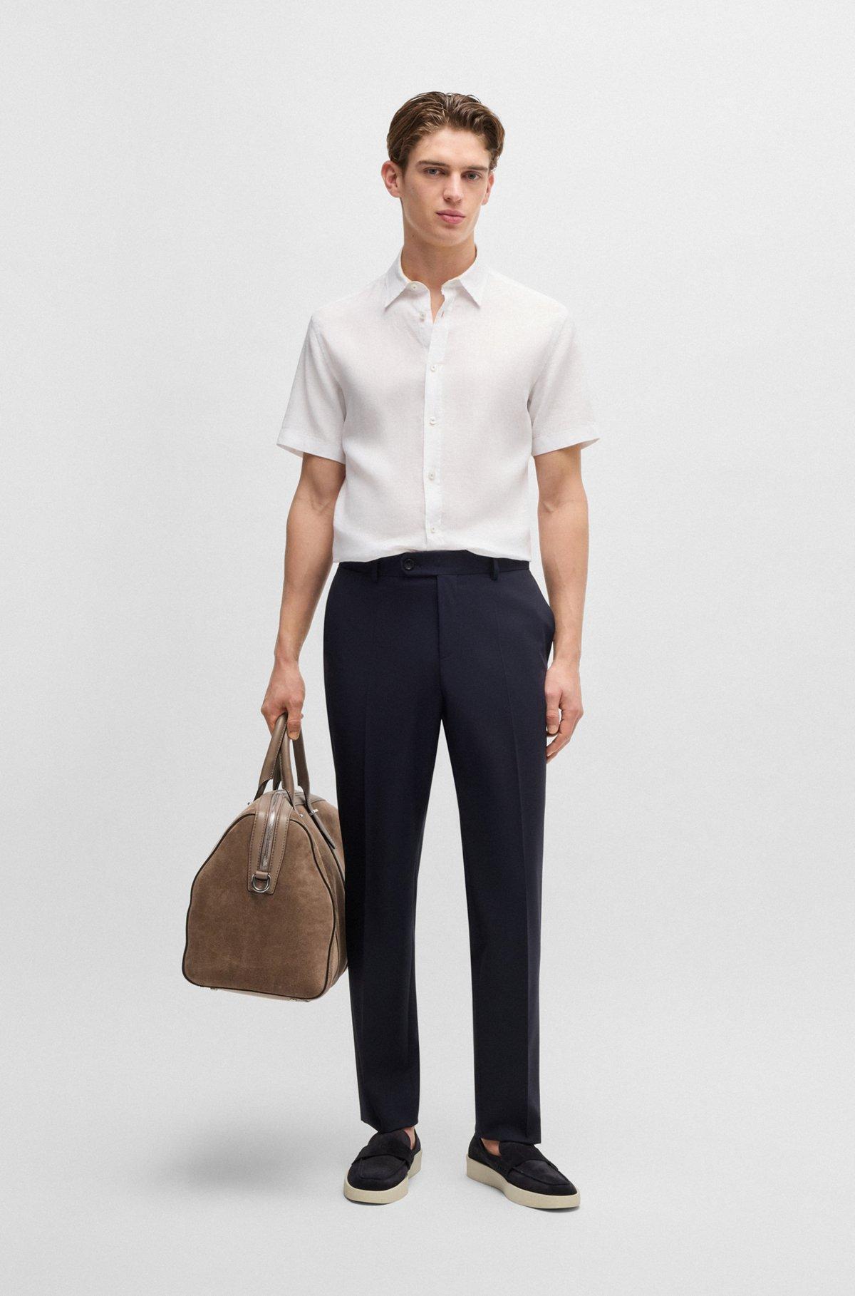 Slim-fit shirt in stretch linen Product Image