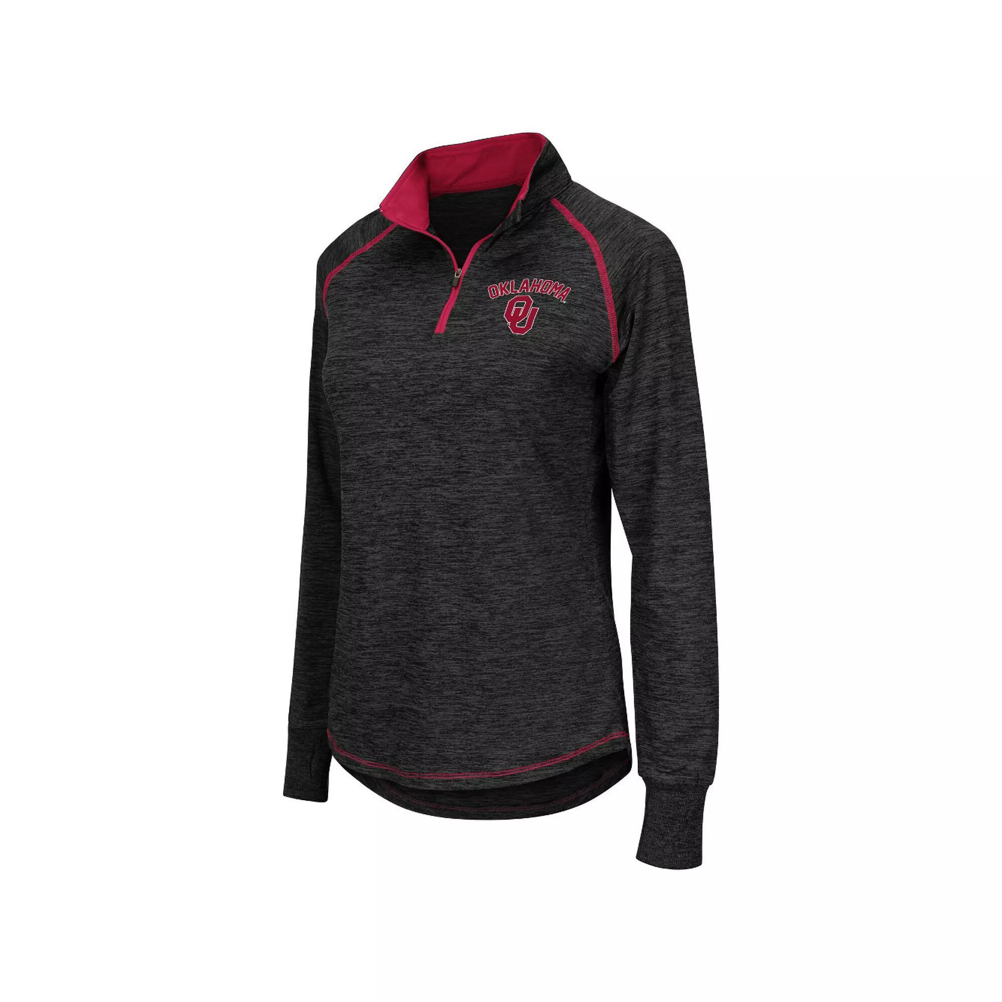 Women's Colosseum Black Oklahoma Sooners Bikram 1/4 Zip Long Sleeve Jacket, Size: Small Product Image