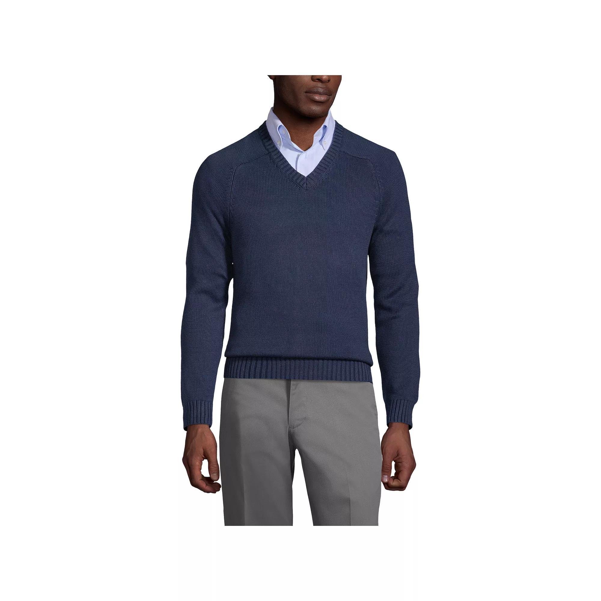 Mens' Lands' End School Uniform V-Neck Sweater, Men's, Size: Medium, Classic Blue Product Image