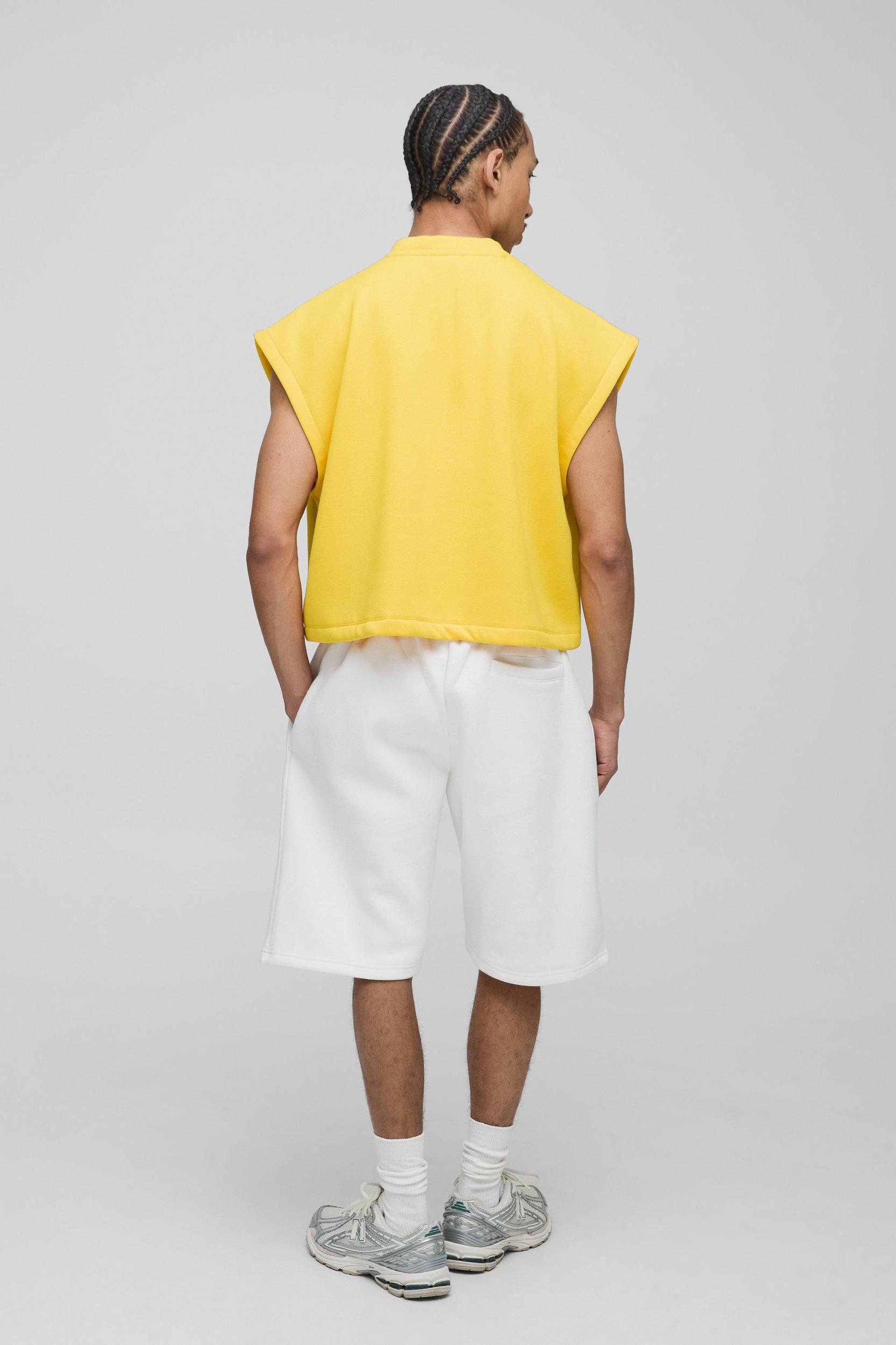 Oversized Boxy Cropped V Neck Sweatshirt Vest | boohooMAN USA Product Image