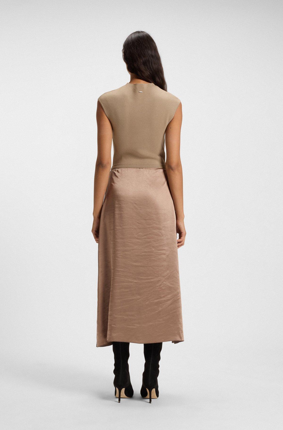 Knitted dress with satin skirt Product Image