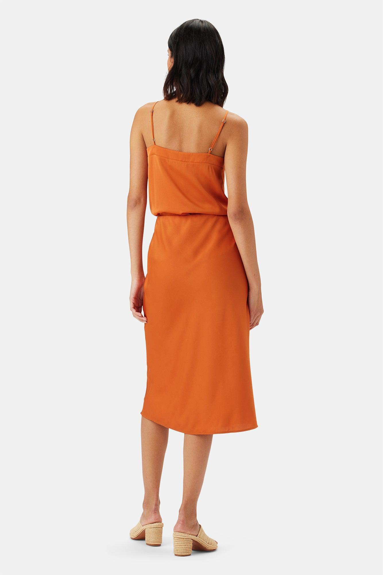 Eve Stretch Silk Skirt - Sunset Orange - ReAmour Product Image