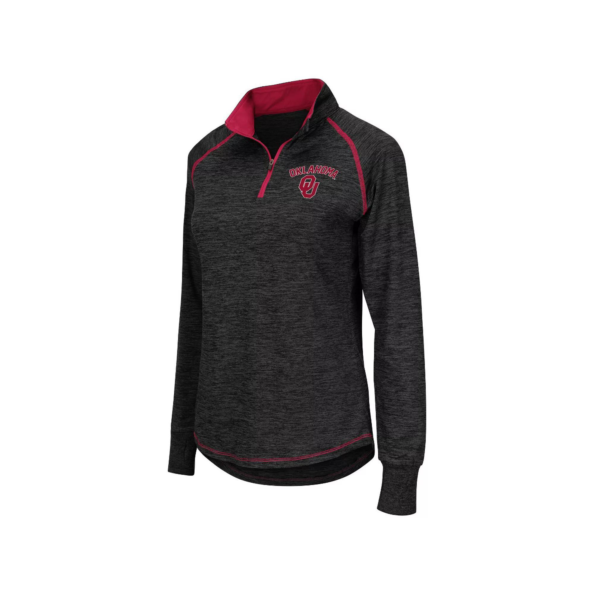 Women's Colosseum Black Oklahoma Sooners Bikram 1/4 Zip Long Sleeve Jacket, Size: Small Product Image