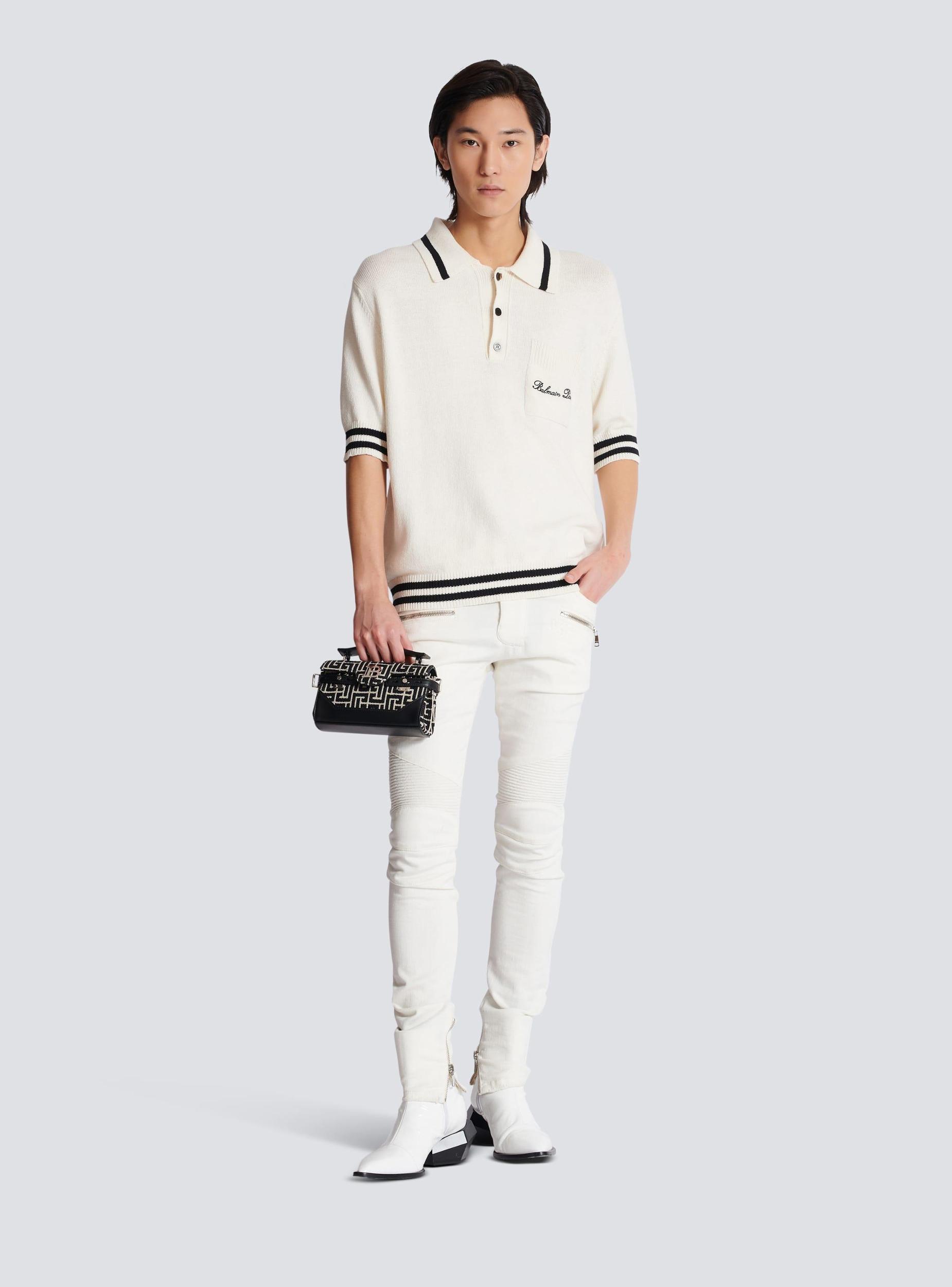 Wool polo shirt with Balmain Signature embroidery Product Image