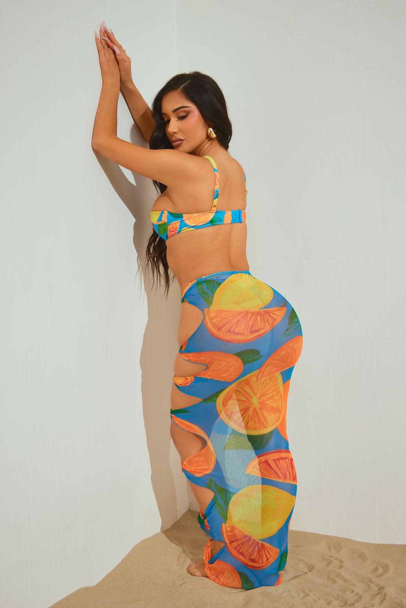 Summer Spritz 3 Piece Bikini Skirt Set - Teal/combo Product Image