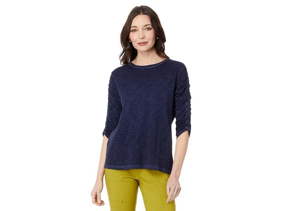 Elliott Lauren Enzyme Wash Jersey, Crew neck , Ruched Sleeve Tee Women's Clothing Product Image