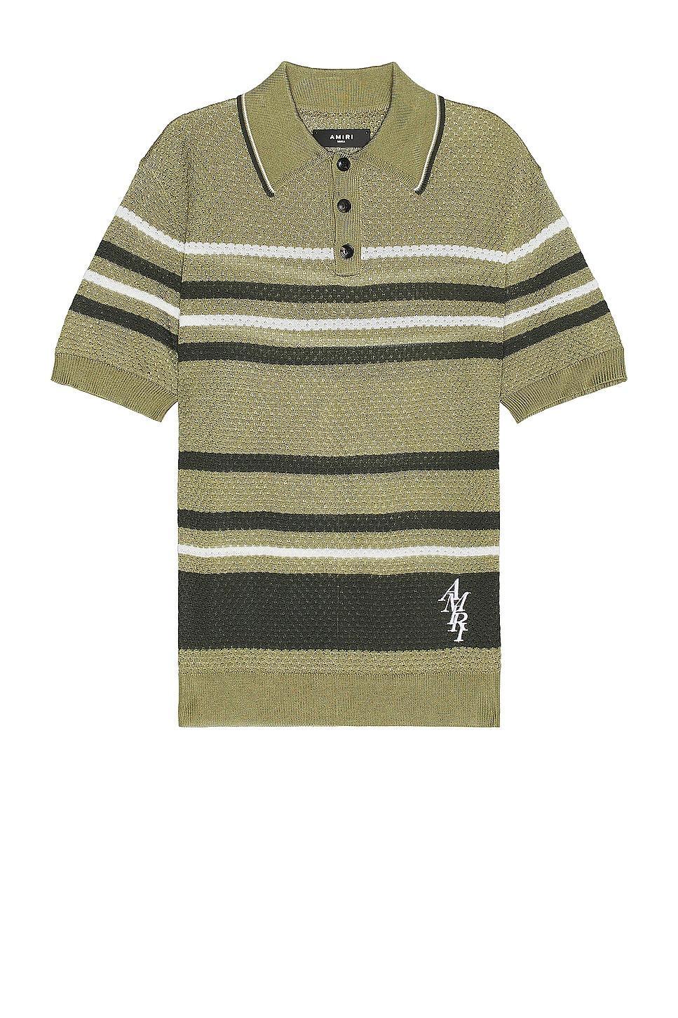 Amiri Striped Polo in Brown Product Image