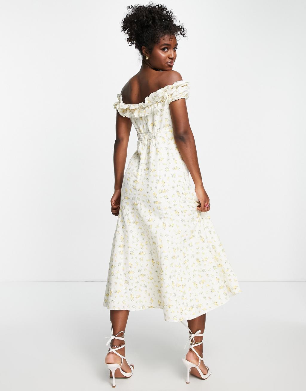 Ever New bardot frill midi dress Product Image