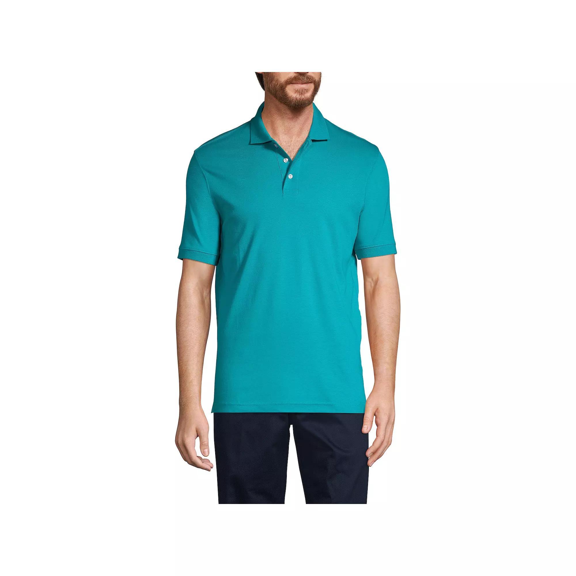 Men's Lands' End Short Sleeve Interlock Polo Shirt, Size: Large, Orange Spice Product Image