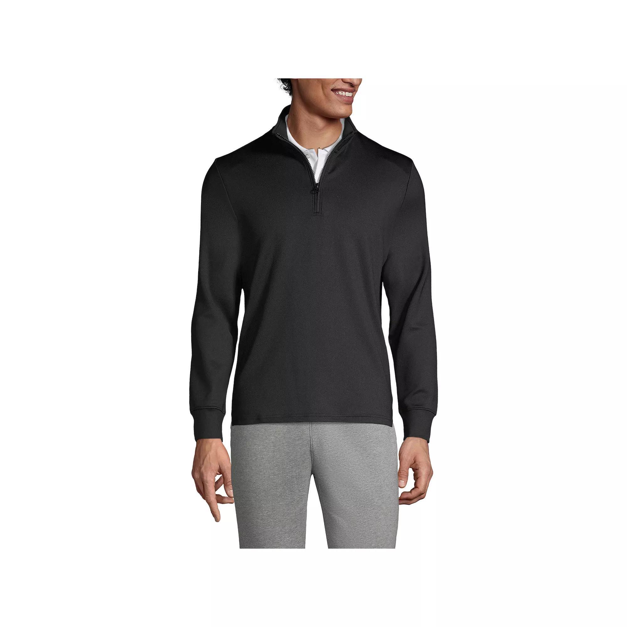 Men's Lands' End School Uniform Quarter Zip Pullover Sweatshirt, Size: Large, Red Product Image