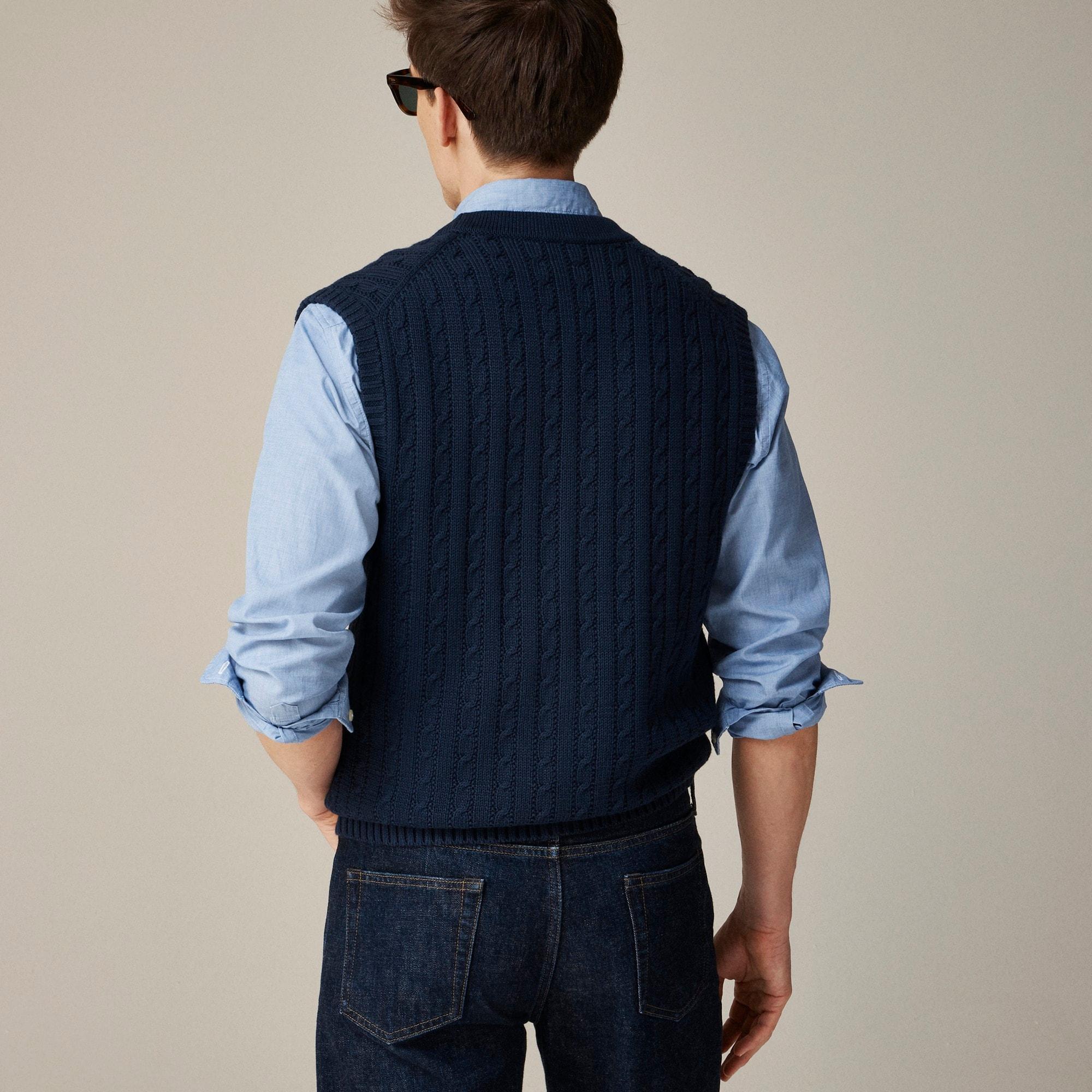 Heritage cotton cable cardigan sweater-vest Product Image
