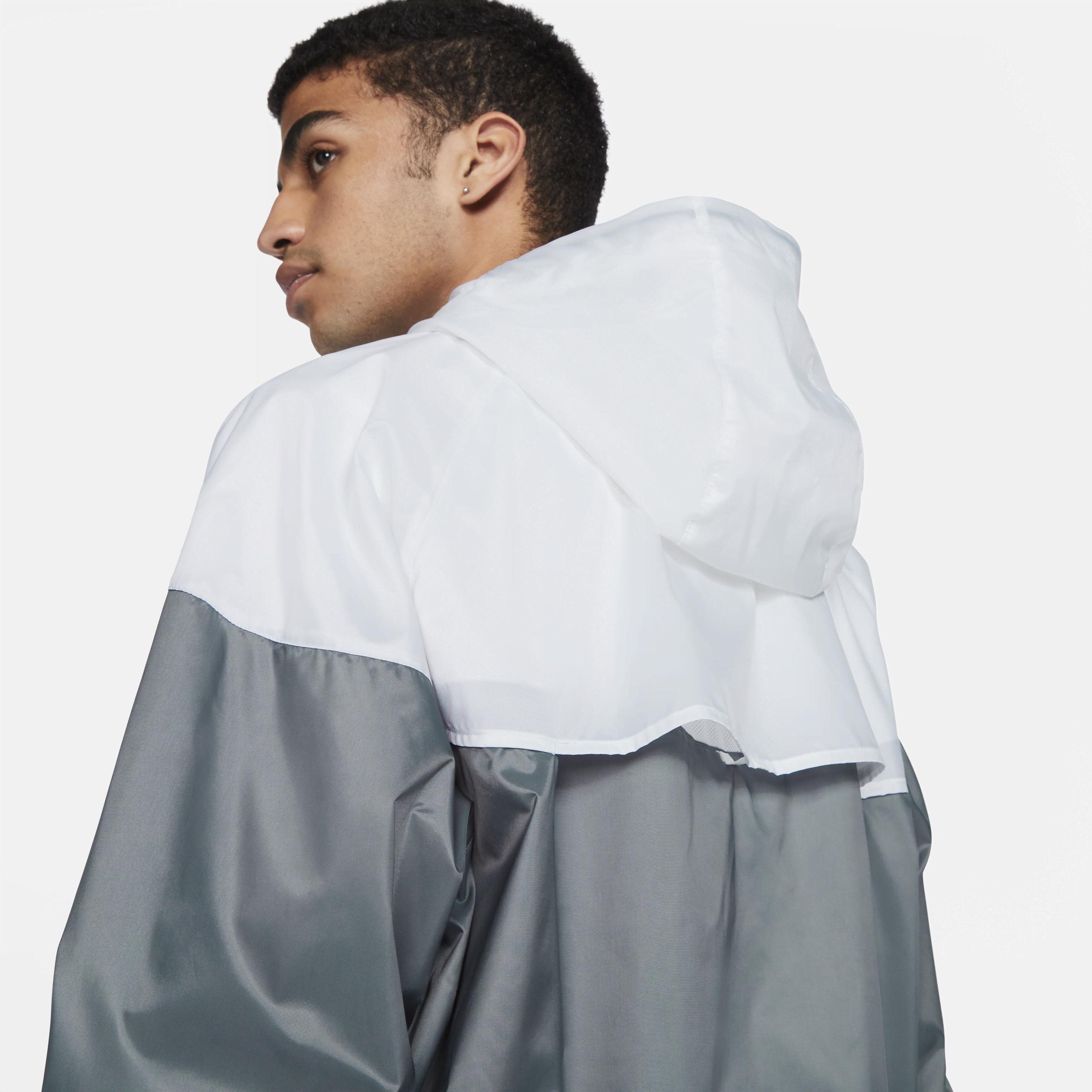 Nike Mens Sportswear Windrunner Woven Hooded Jacket in Smoke Grey/White/Smoke Grey Product Image
