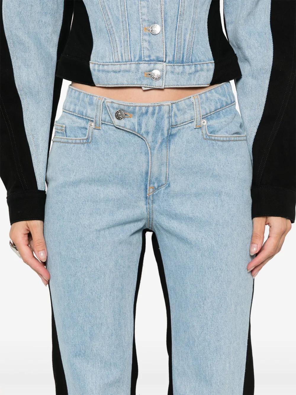 bi-color straight-leg jeans Product Image