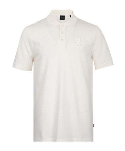 HUGO BOSS Logo Logo Short-sleeved Polo Shirt In White Product Image