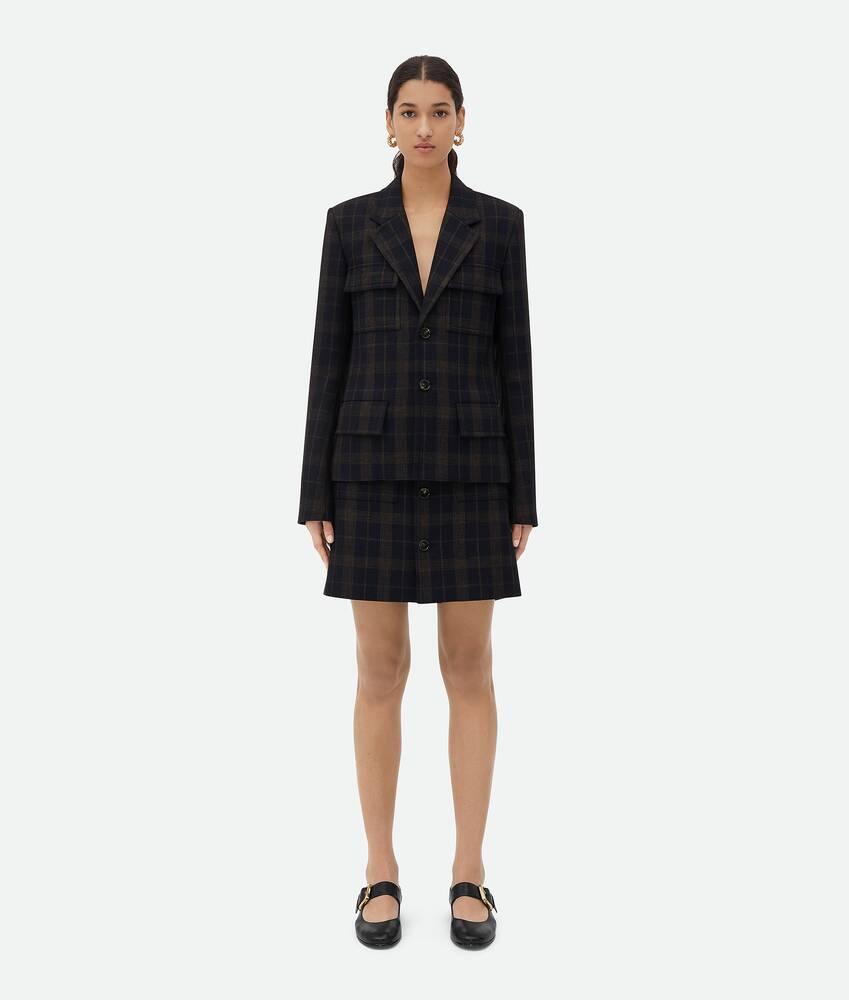 Women's Checked Cotton Mouline Jacket in Blue/brown Product Image