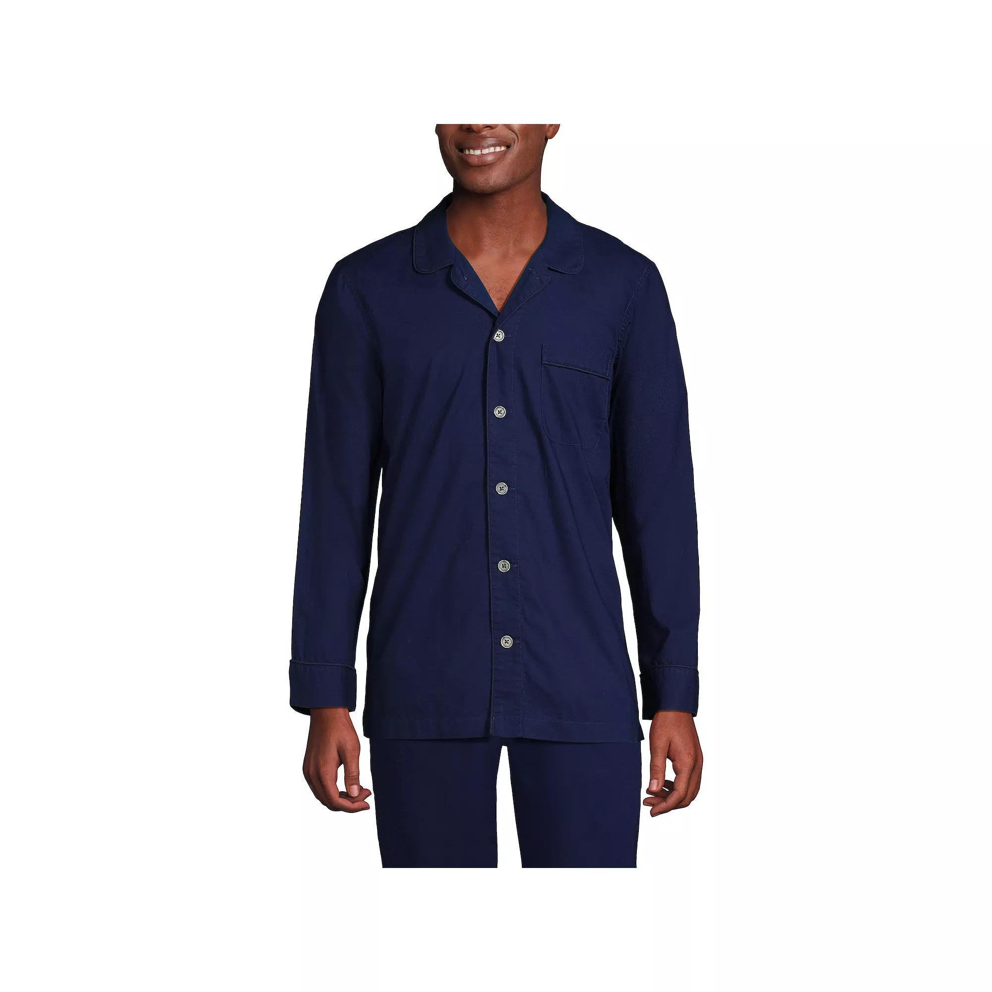 Men's Lands' End Broadcloth Pajama Sleep Shirt, Size: Medium, Deep  Blue Product Image
