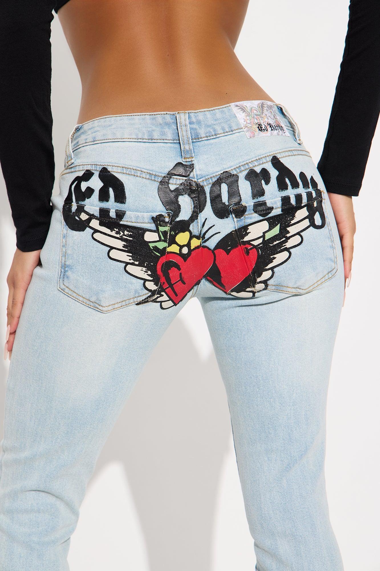 Ed Hardy Hearts Bootcut Jeans - Light Wash Product Image