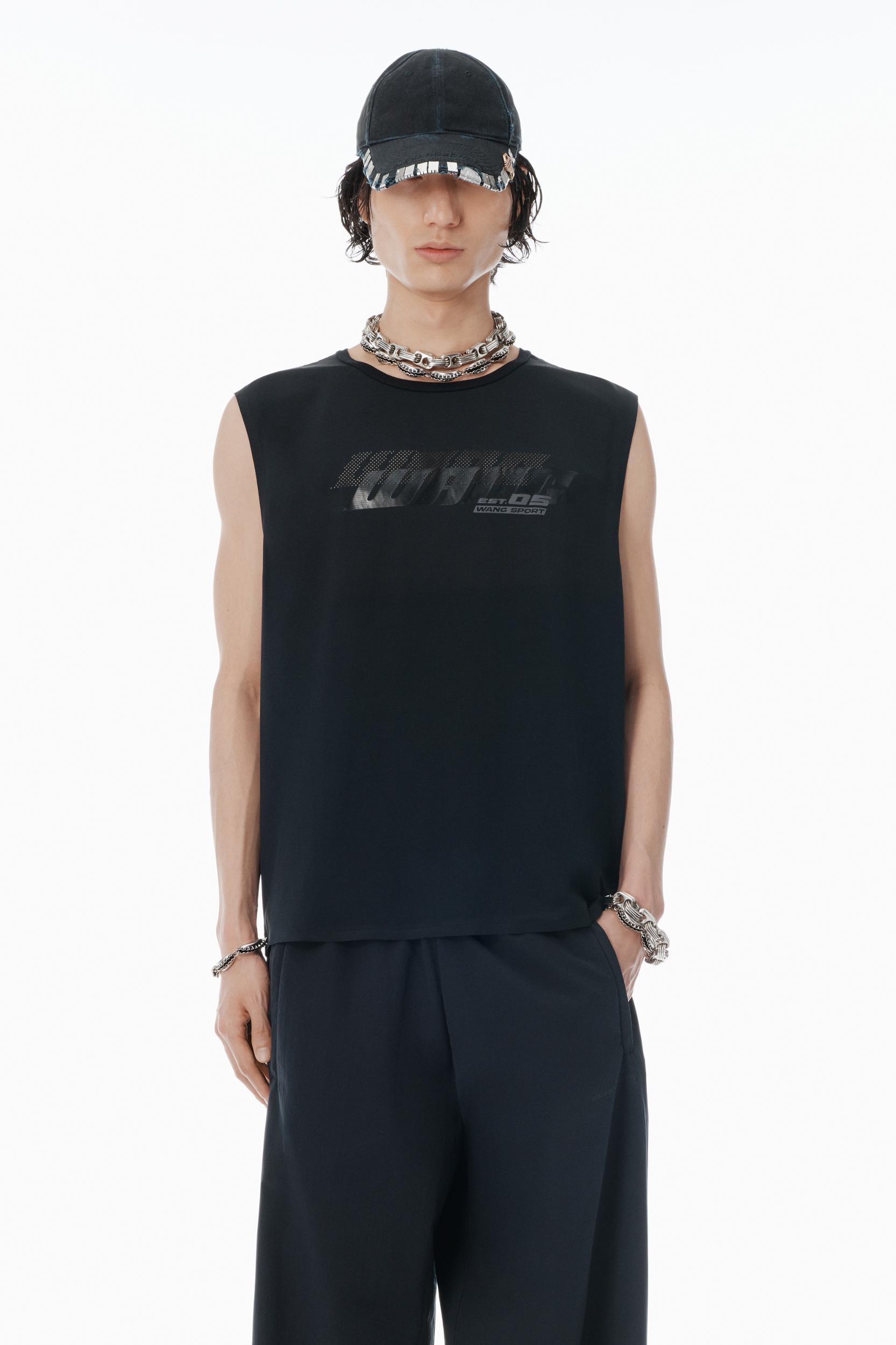 Black Laser-cut Logo Muscle Shirt Product Image