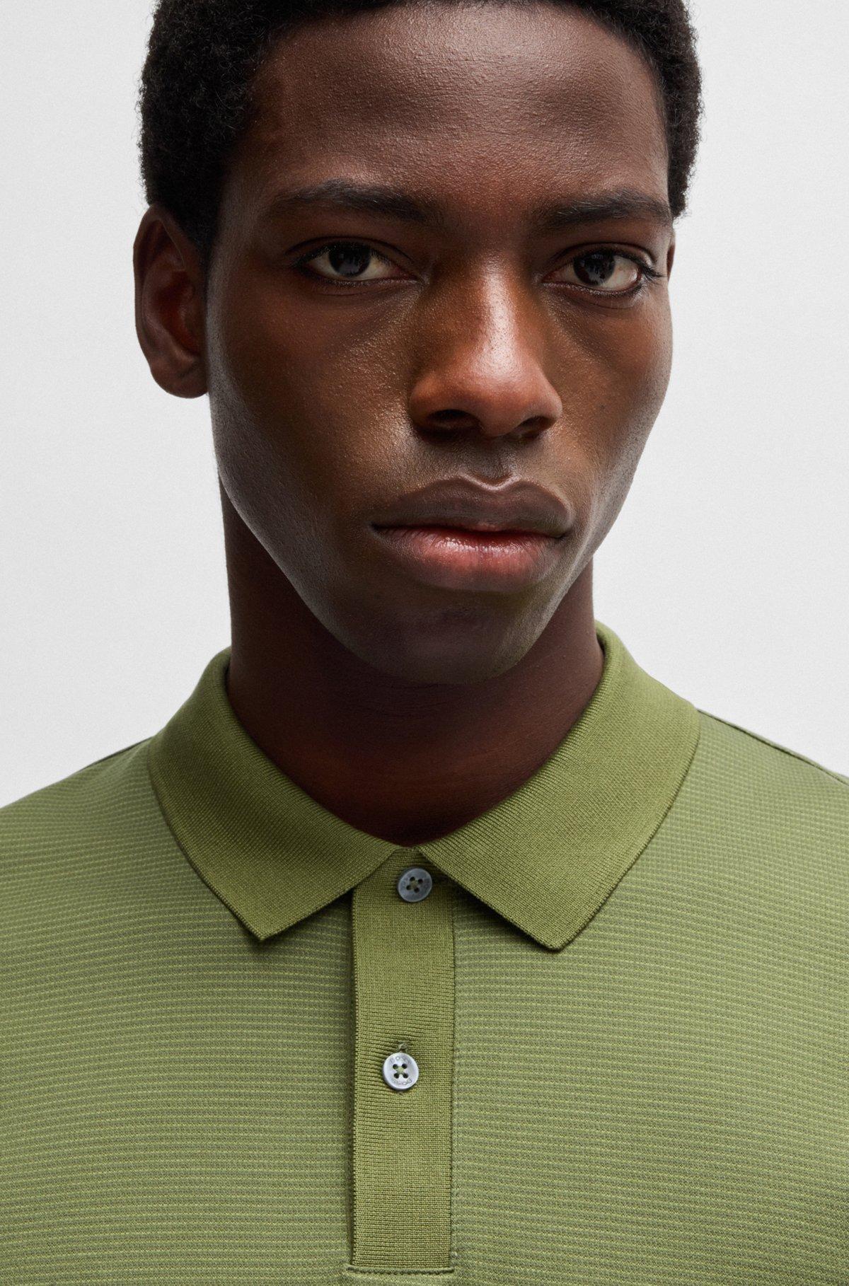 Mercerized-cotton polo shirt with micro pattern Product Image
