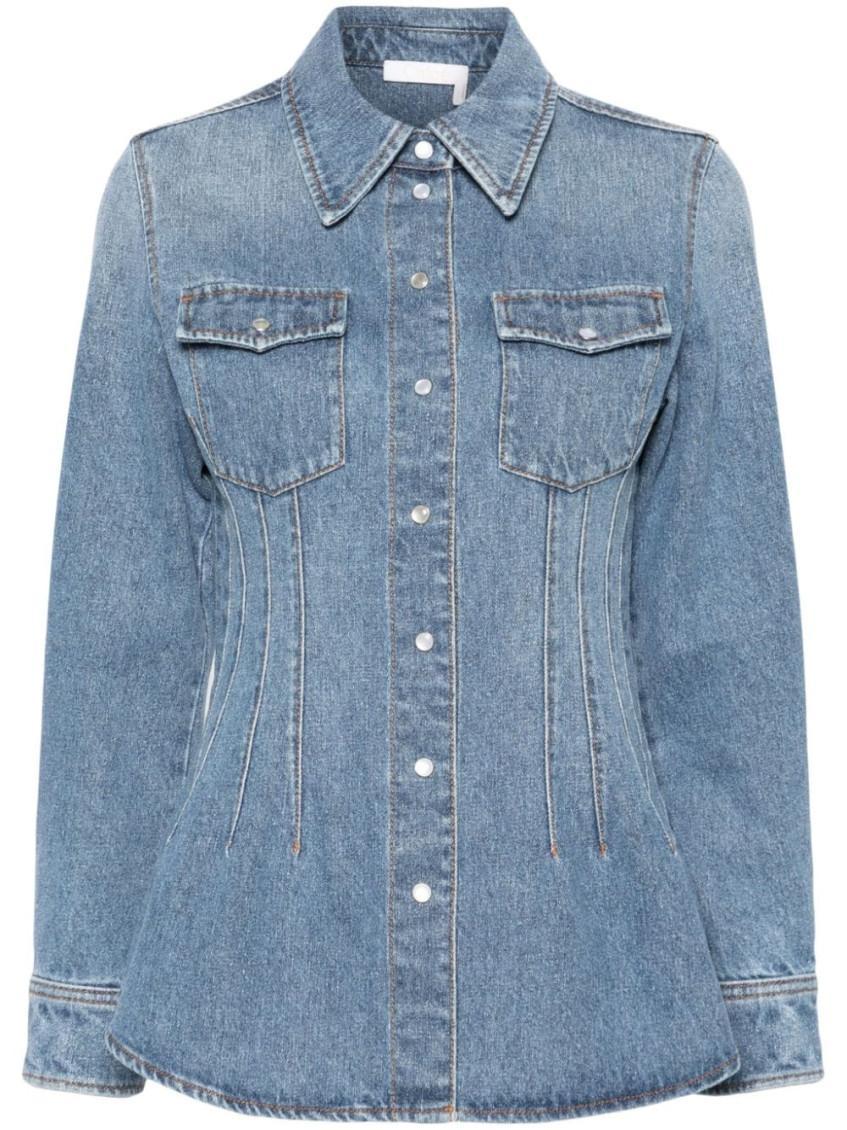 CHLOÉ Blue Corset-style Denim Shirt Product Image