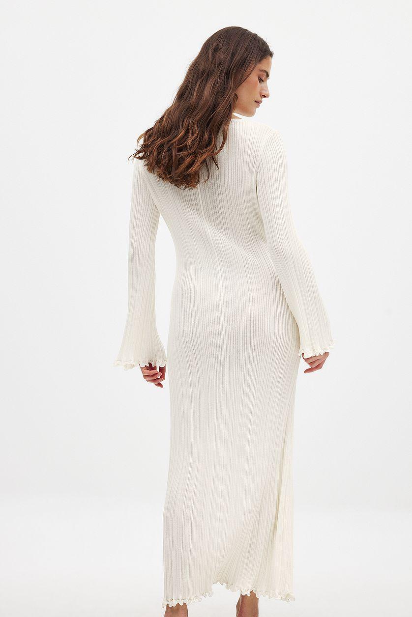 Knitted Round Neck Frill Maxi Dress Product Image