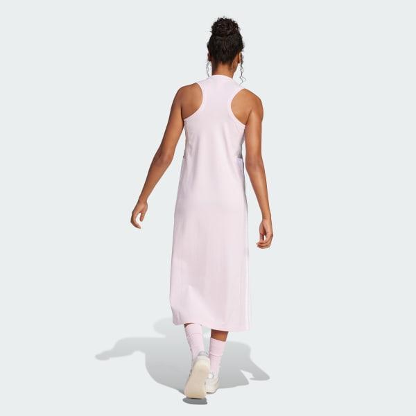 Women's adidas 3-Stripes Long Racerback Sportswear Dress, Size: XS, Clear Pink White Product Image