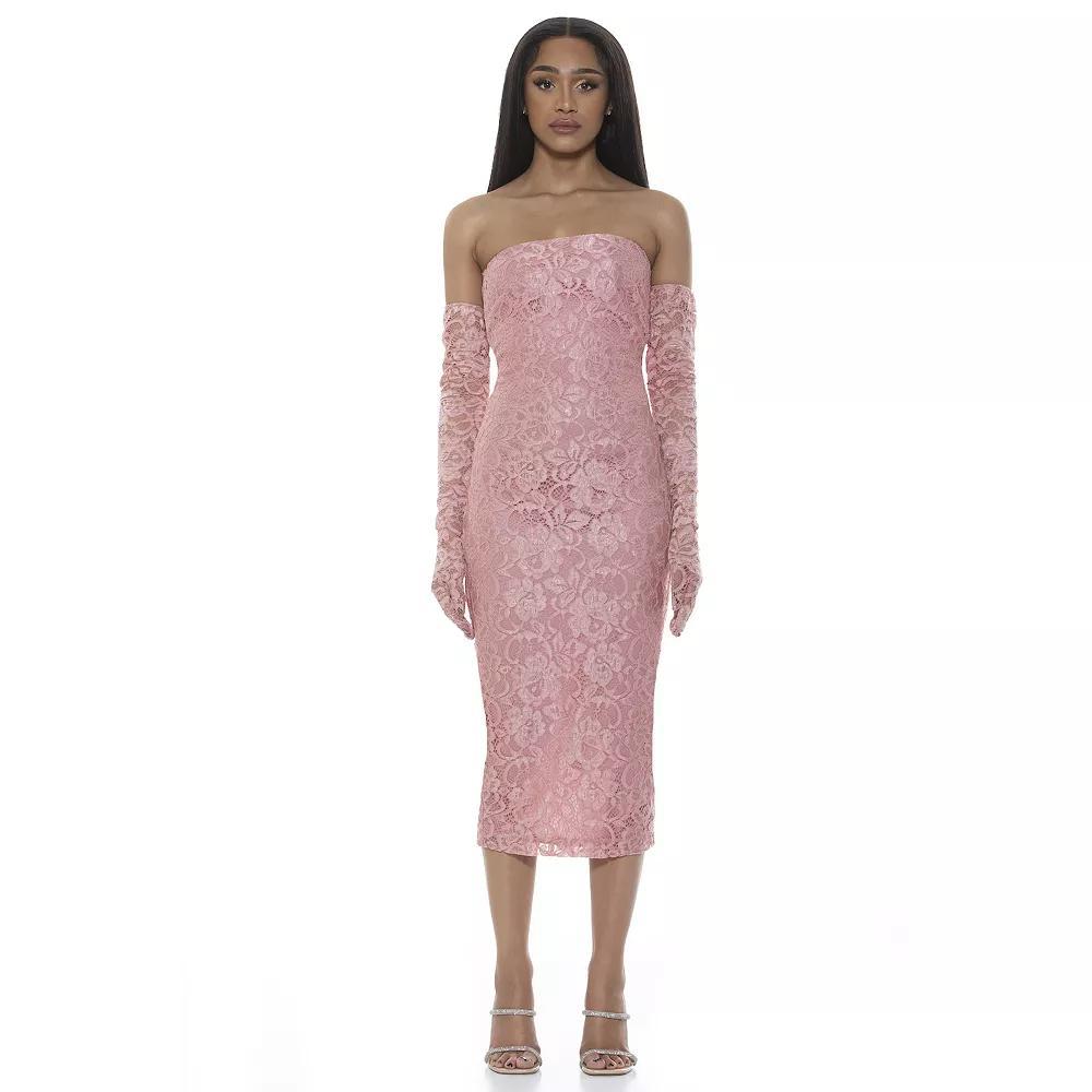 Women's ALEXIA ADMOR Zelle Strapless Midi Sheath Dress, Size: 12, Blush Product Image