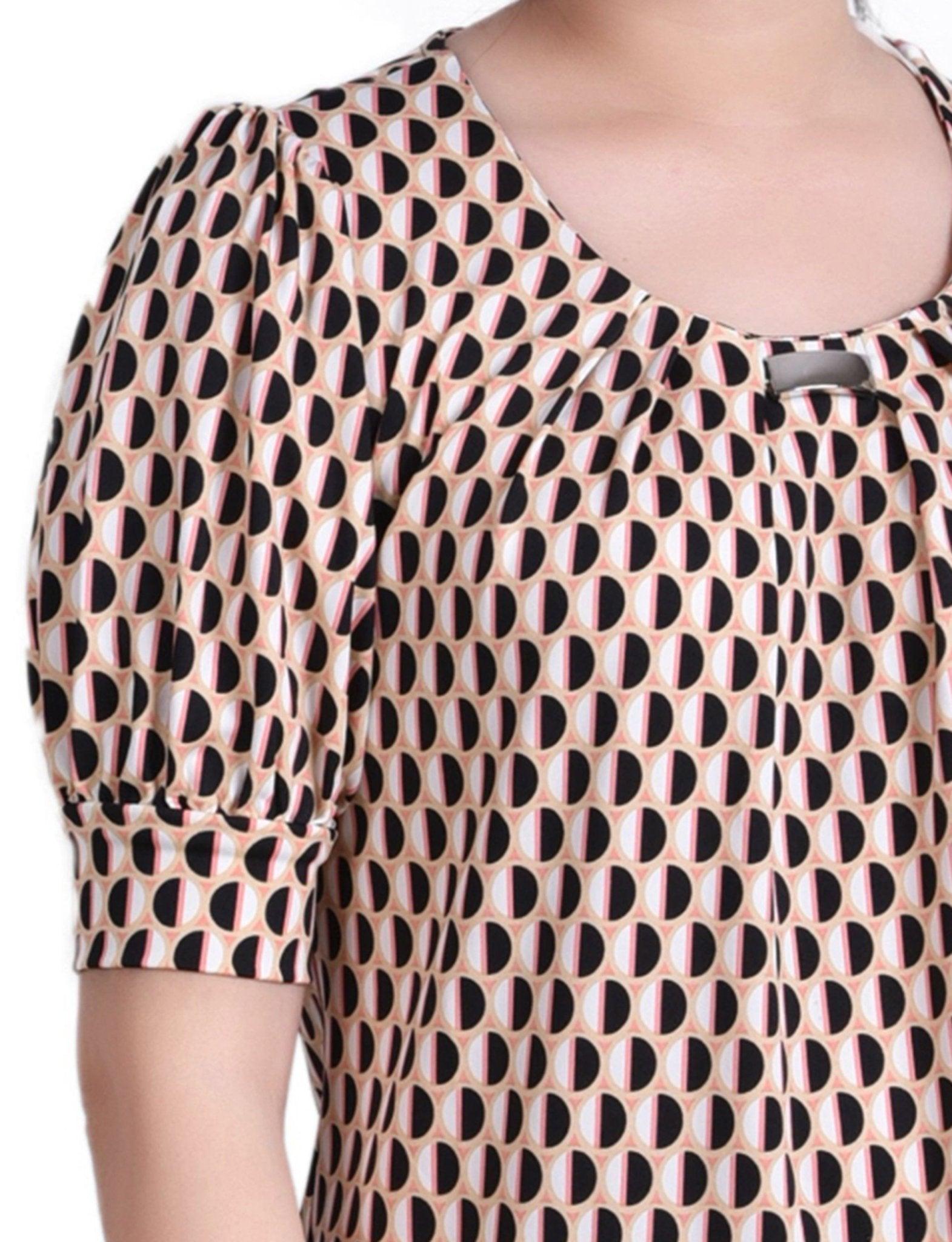Geo Round Short Sleeve Balloon Sleeve Top - Petite Product Image