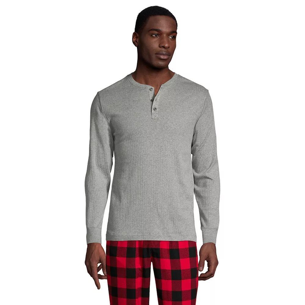 Men's Lands' End Ribbed Pajama Sleep Henley, Size: XXL, Grey Heather Product Image