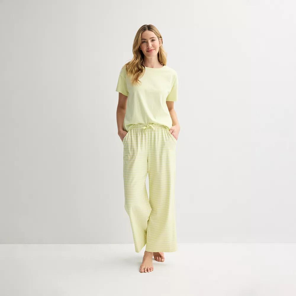 Women's Sonoma Goods For Life® 2-pc. Mom's Day Pajama Top & Pajama Bottoms Set, Size: XXL, Green Stripe Product Image