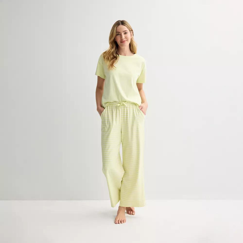 Women's Sonoma Goods For Life® 2-pc. Mom's Day Pajama Top & Pajama Bottoms Set, Size: XXL, Green Stripe Product Image