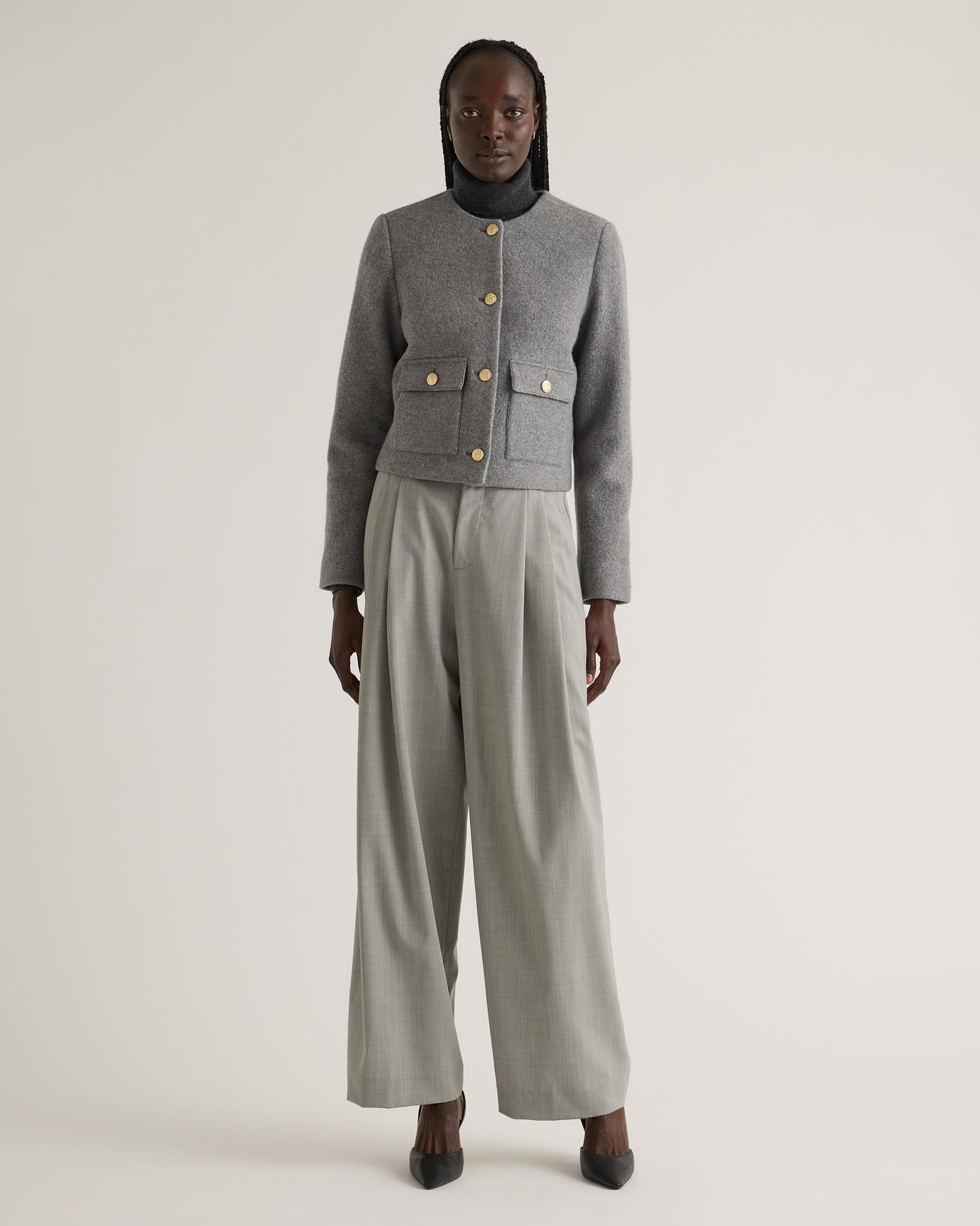 Quince | Women's 100% Merino Wool Collarless Cropped Jacket Size XL Product Image