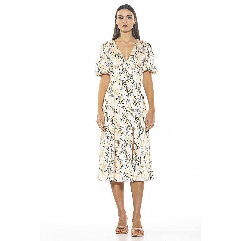 Women's ALEXIA ADMOR Puff-Sleeve Fit & Flare Dress, Size: 10, Brown Floral Product Image