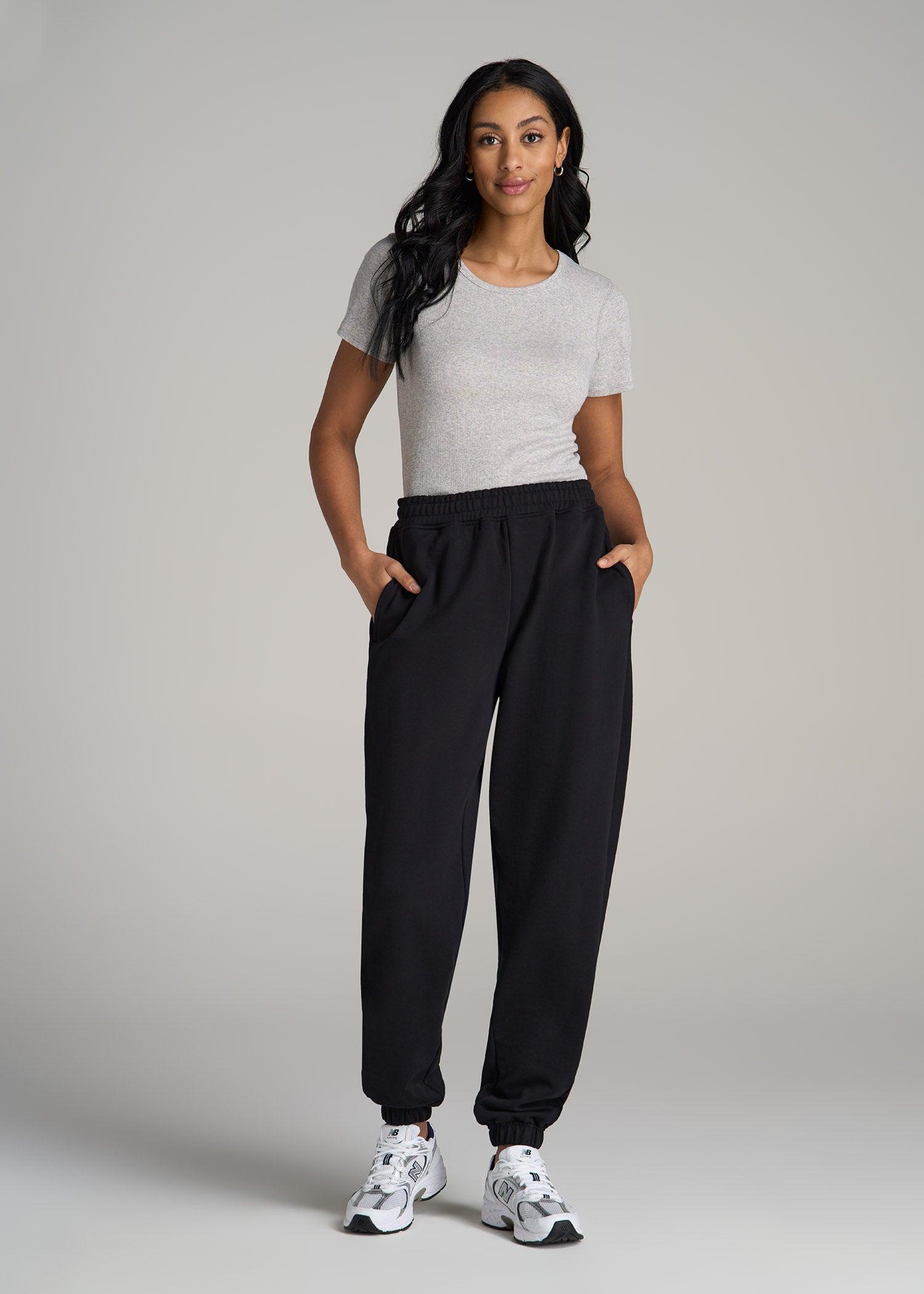 Wearever Oversized French Terry Joggers for Tall Women in Black Product Image