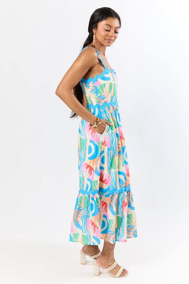 Tropical Tango Multi Rick Rack Trim Printed Midi Dress Product Image