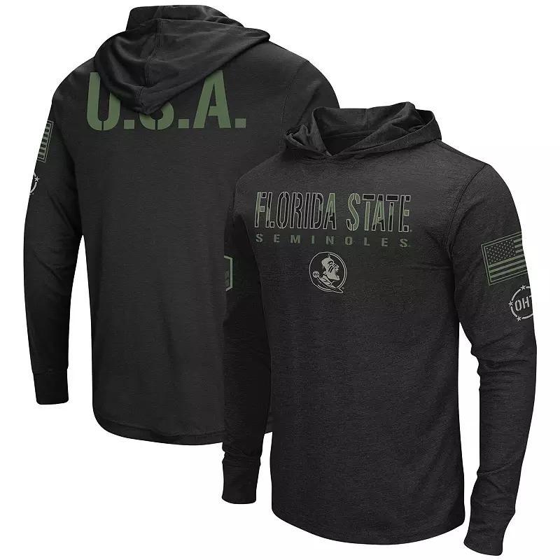 Men's Colosseum Black Florida State Seminoles Big & Tall OHT Military Appreciation Tango Long Sleeve Hoodie T-Shirt, Size: 4XB Product Image