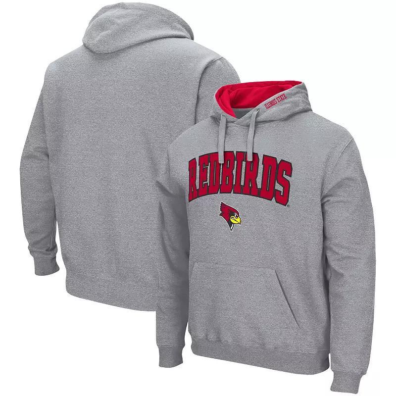 Men's Colosseum Heathered Gray Illinois State Redbirds Arch & Logo 3.0 Pullover Hoodie, Size: Medium, Ils Grey Product Image