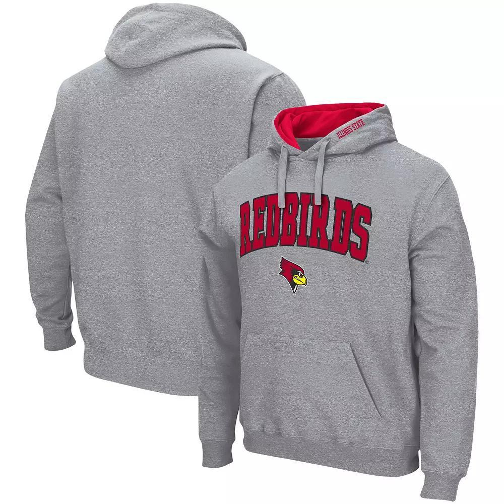 Men's Colosseum Heathered Gray Illinois State Redbirds Arch & Logo 3.0 Pullover Hoodie, Size: Medium, Ils Grey Product Image