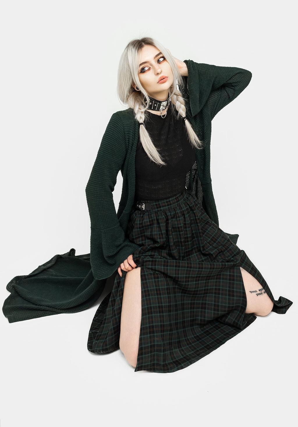 Nightingale Buckled Check Midi Skirt Product Image