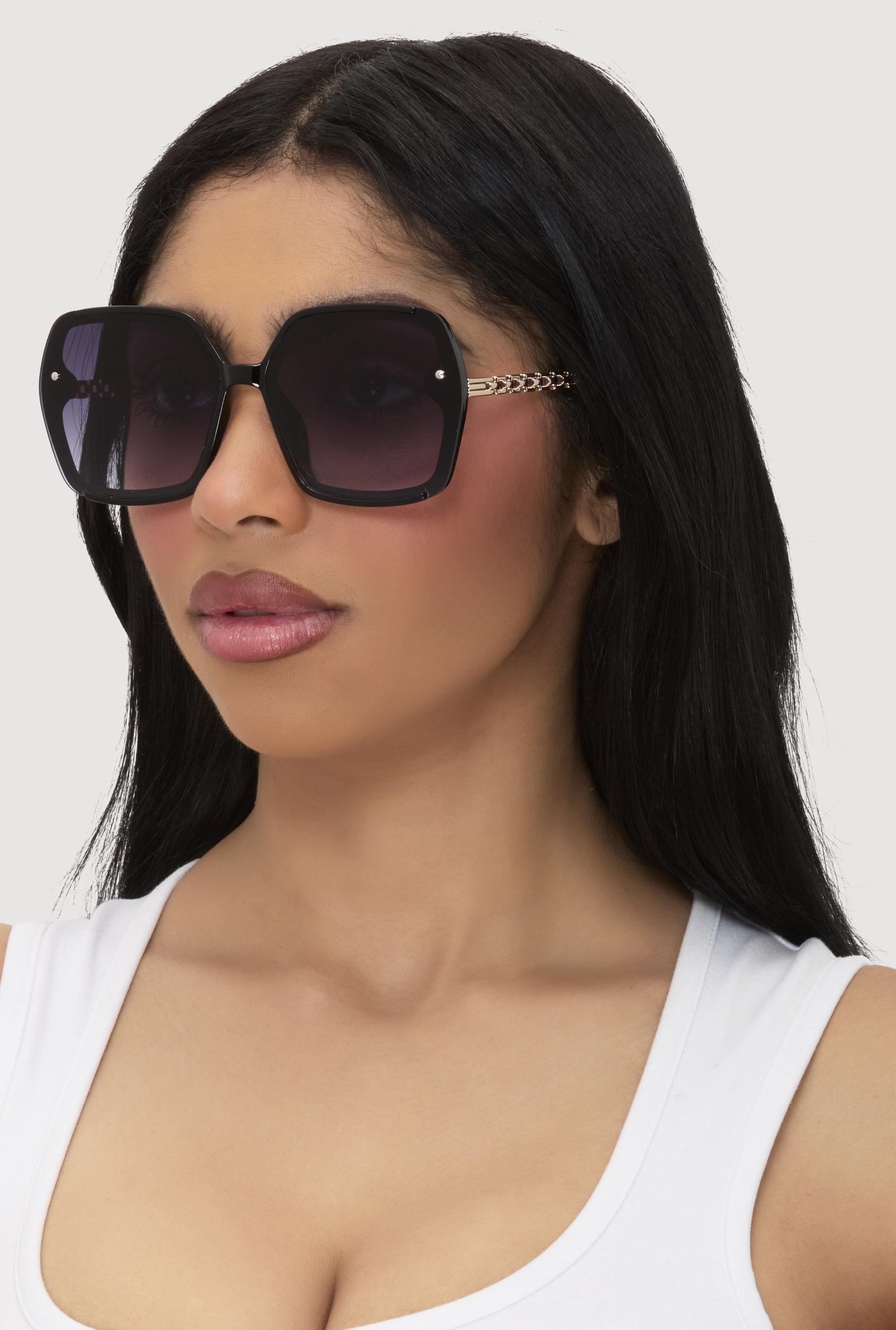 Oversized Chain Link Ombre Lens Sunglasses Female Product Image